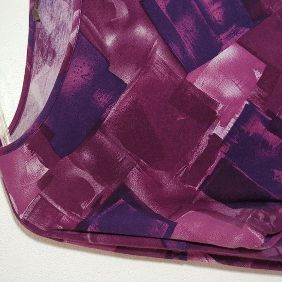 Pink Twill Womens Shirt Tunic Top Purple Blouse Geometric Squares Violet Small - Picture 6 of 8